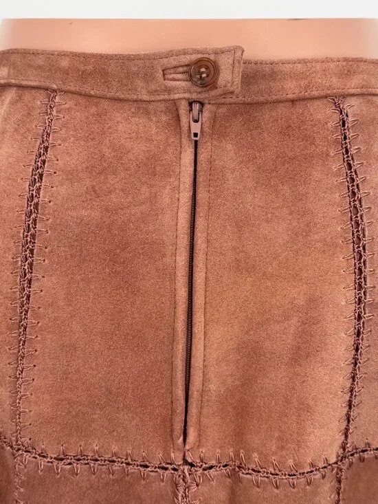 Free People Suede Patchwork High Waist Mini Skirt | Western Boho Coastal 70s 10 - Picture 12 of 16